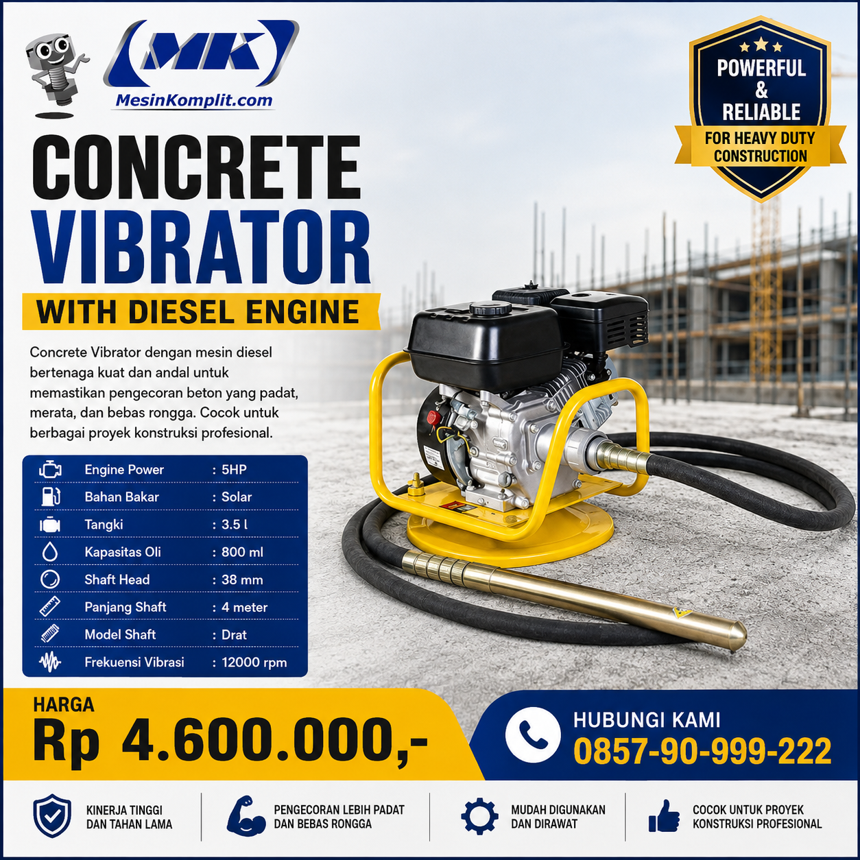 Vibrator Beton Diesel Sol...